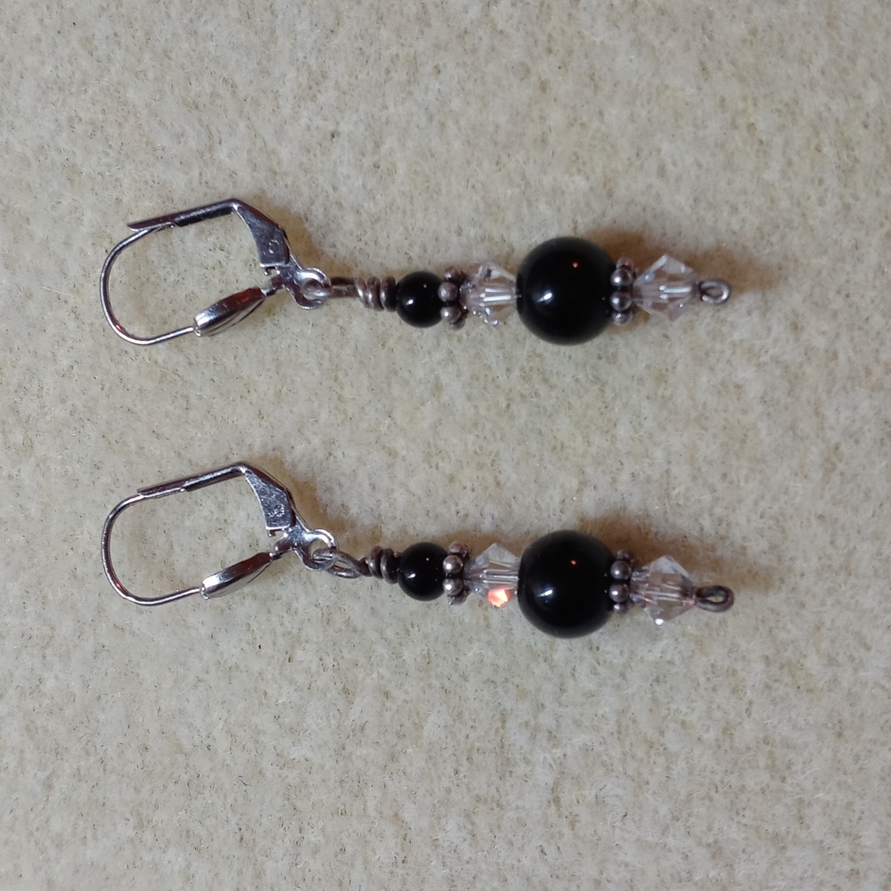 Black and Swarovski crystal earrings